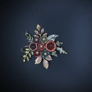 Multicolor Metal Flower Pin